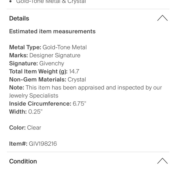 Givenchy Gold and Crystal Studded Braceket - Picture 3 of 3